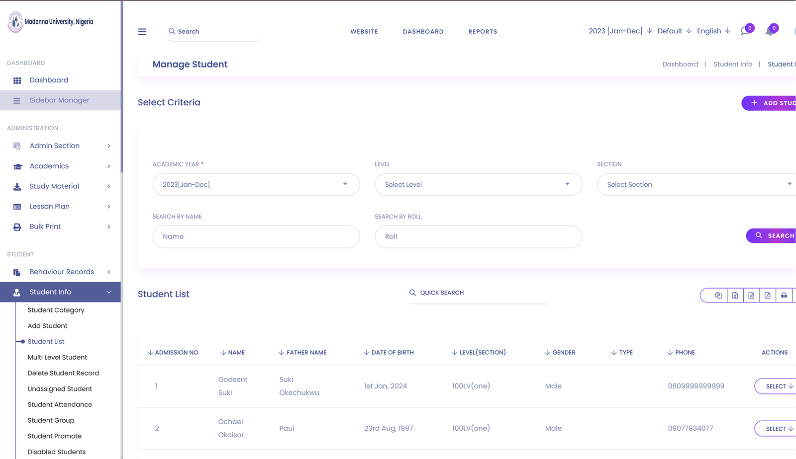 Student Records Management